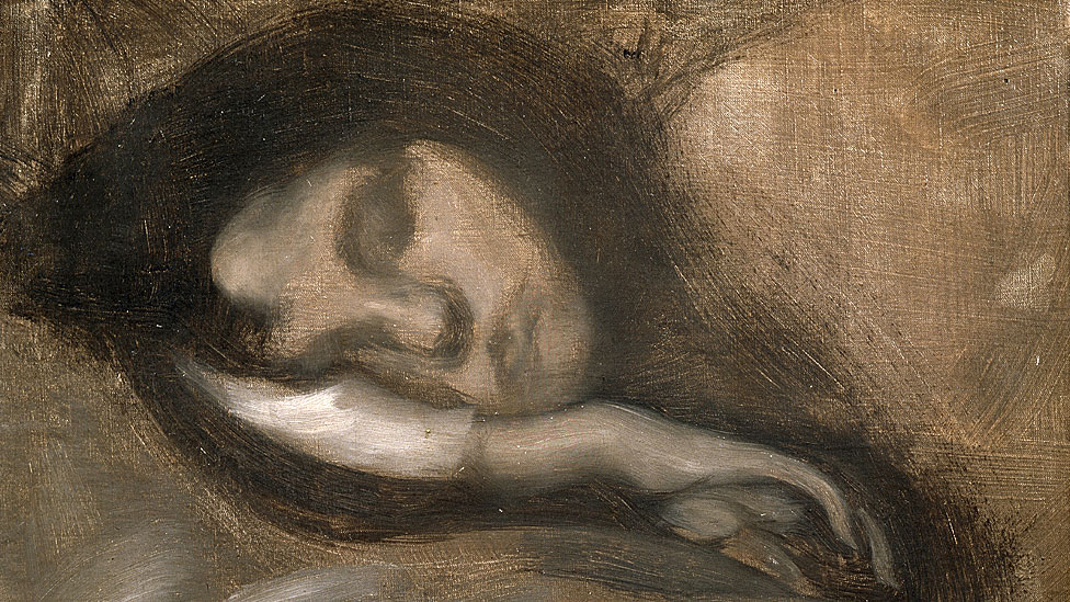 "Cabeza de una mujer dormida", Siglo XIX y principios del XX. Artista: Eugene Carriere