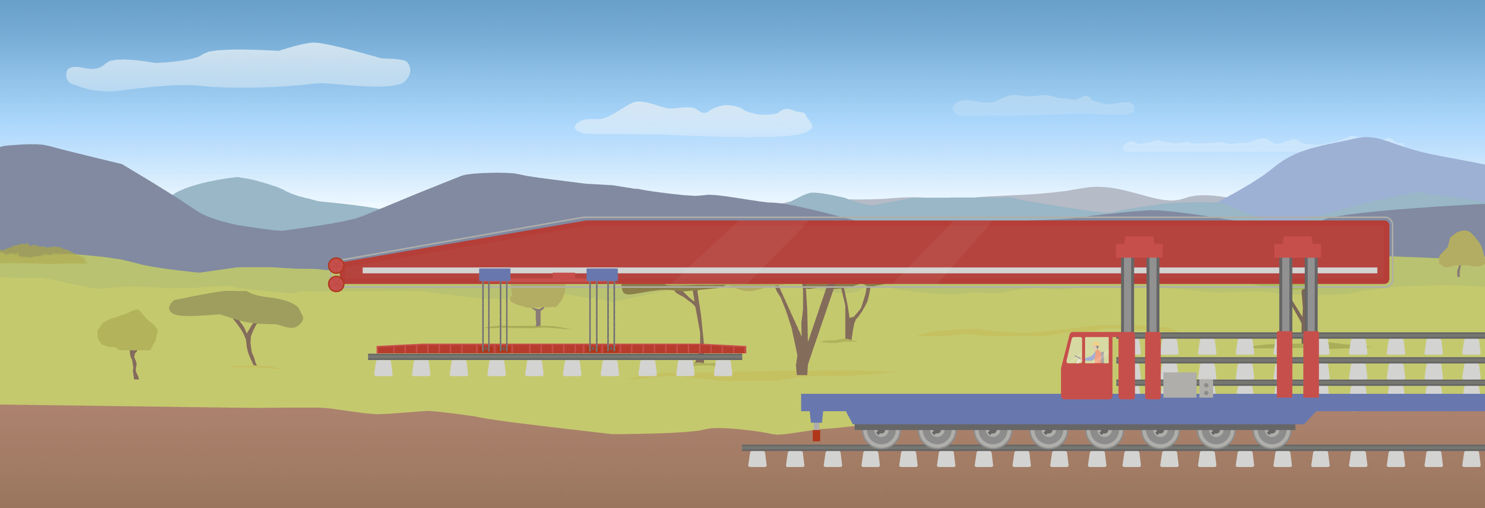 Graphic of the track-laying machine