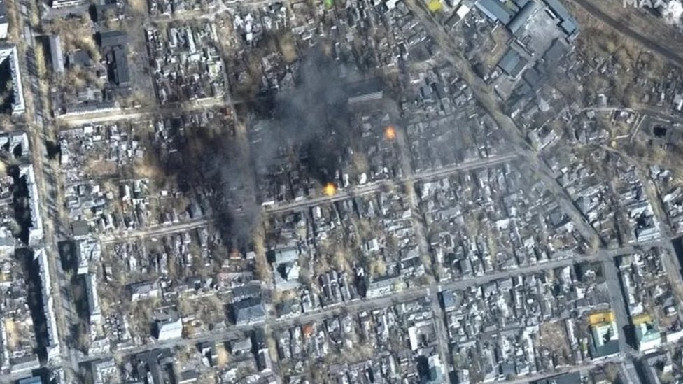 Imagem de satélite em Mariupol