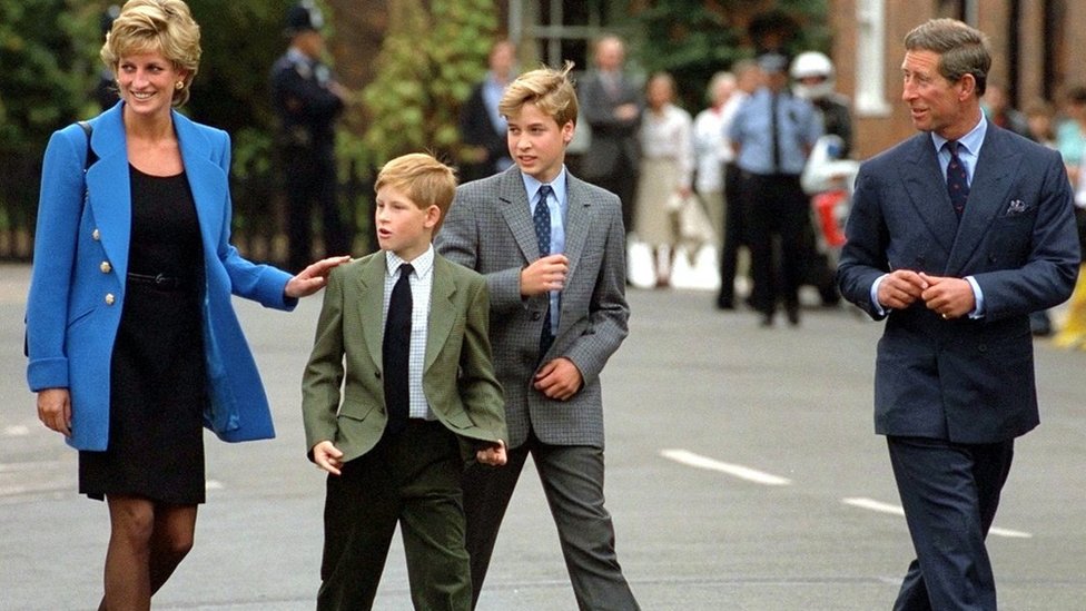 On 16 September 1995, Princess Diana and Prince Charles joined Prince William for his first day at Eton College