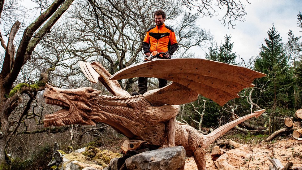 Саймон О'Рурк вырезает упавшее дерево