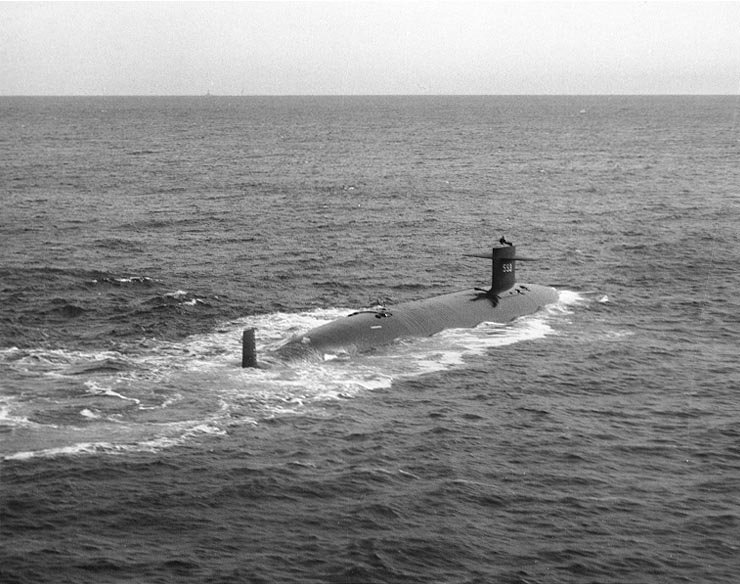 El submarino estadounidense Thresher se hundió en 1963 con 129 personas en su interior. (Foto: US Naval Historical Center) Submarino Thresher (Foto: US Naval Historical Center)