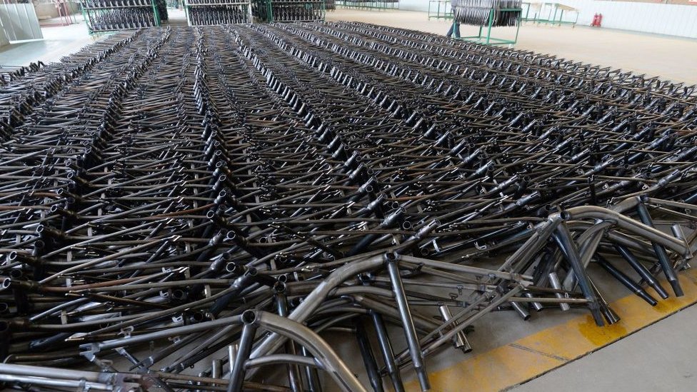 Çin'deki bir bisiklet fabrikası