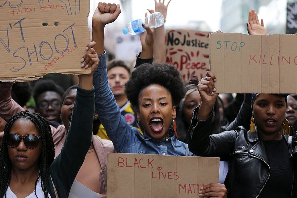 Manifestantes de Black Lives Matter en Londres en julio de 2016.