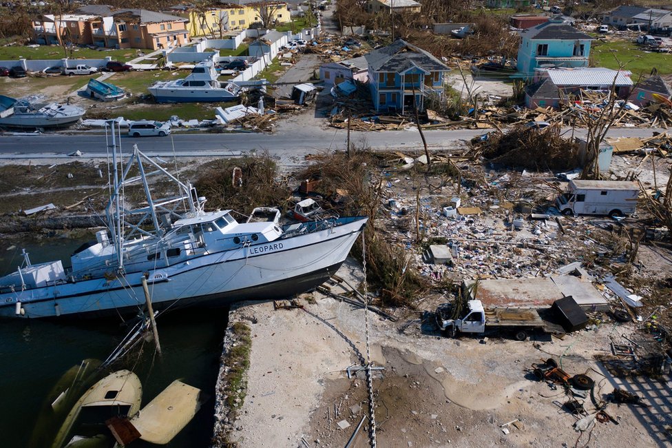A view of the damage caused by Hurricane Dorian