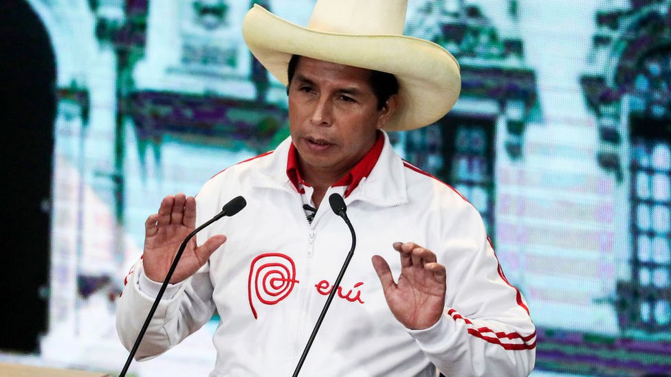 Pedro Castillo, presidente de Perú en un discurso.