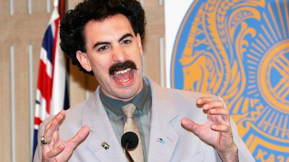 Actor Sacha Baron Cohen appears in character as Kazakh journalist Borat Sagdiyev