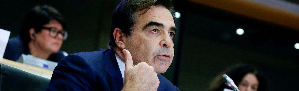 Greece's Margaritis Schinas speaks during his confirmation hearing before the European Parliament in Brussels, 3 October 2019