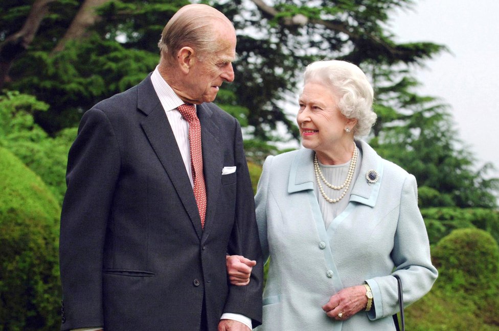 Britain's Queen Elizabeth II and her husband, the Duke of Edinburgh walk at Broadlands, Hampshire in 2007