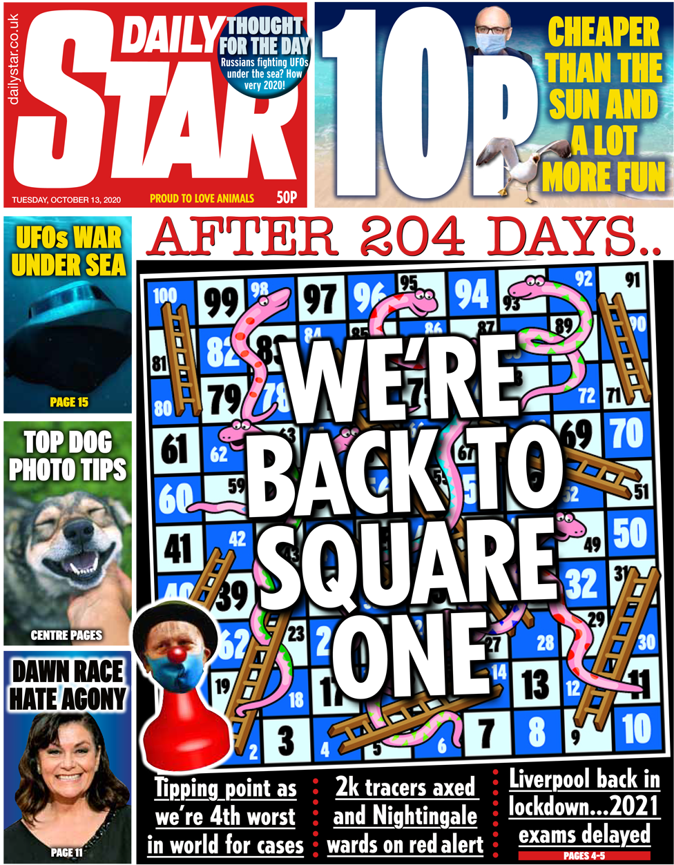 Daily Star front page 13/10/20
