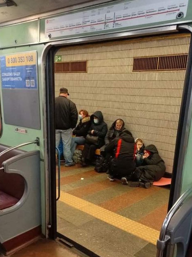 People on a platform of a Kiev metro station