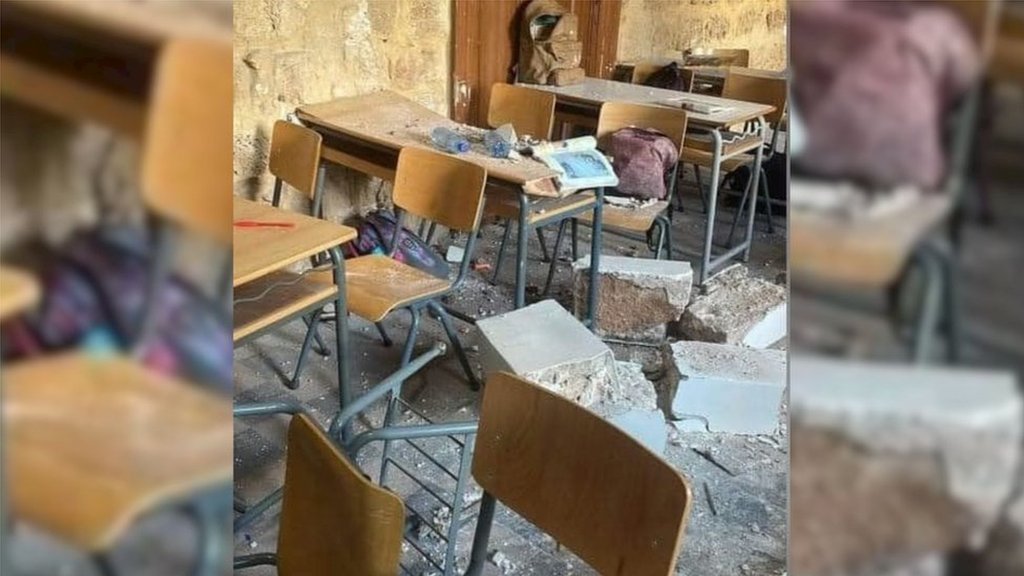 انهيار سقف مدرسة في لبنان