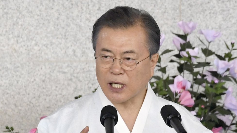 South Korea President Moon Jae-in vowed to unite the Korean peninsula by 2045