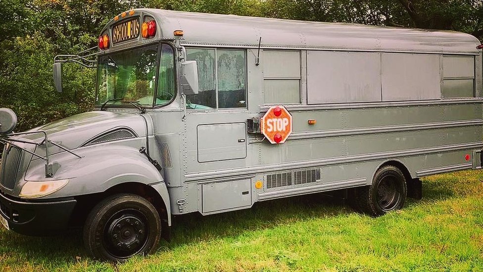 Converted American school bus