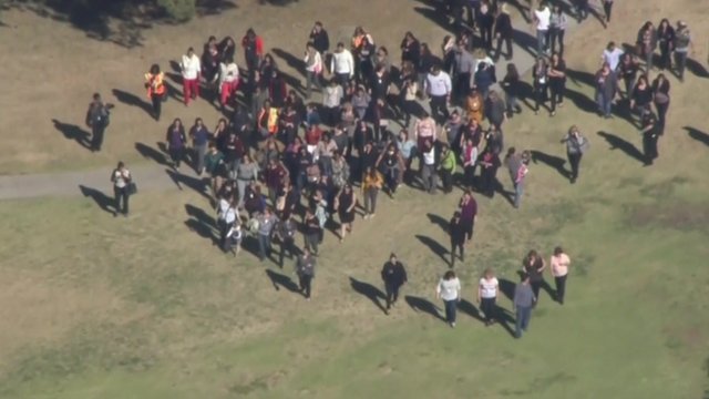 Aerial footage of California shooting scene - BBC News