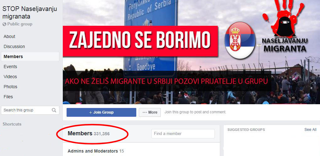 fejsbuk grupa stop naseljavanju migranata