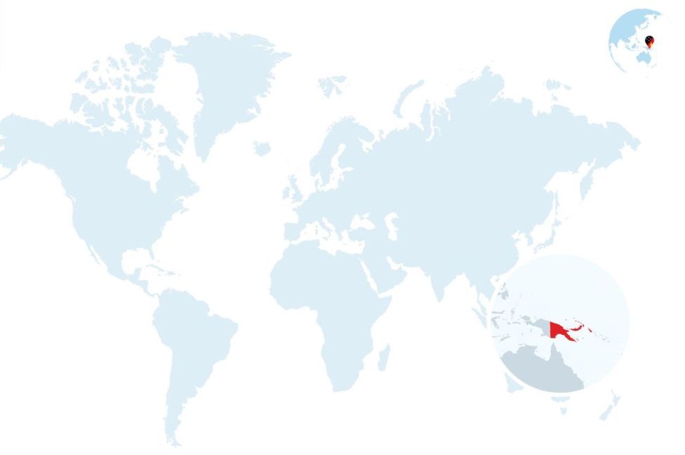 Mapa de ubicación de Papúa Nueva Guinea.