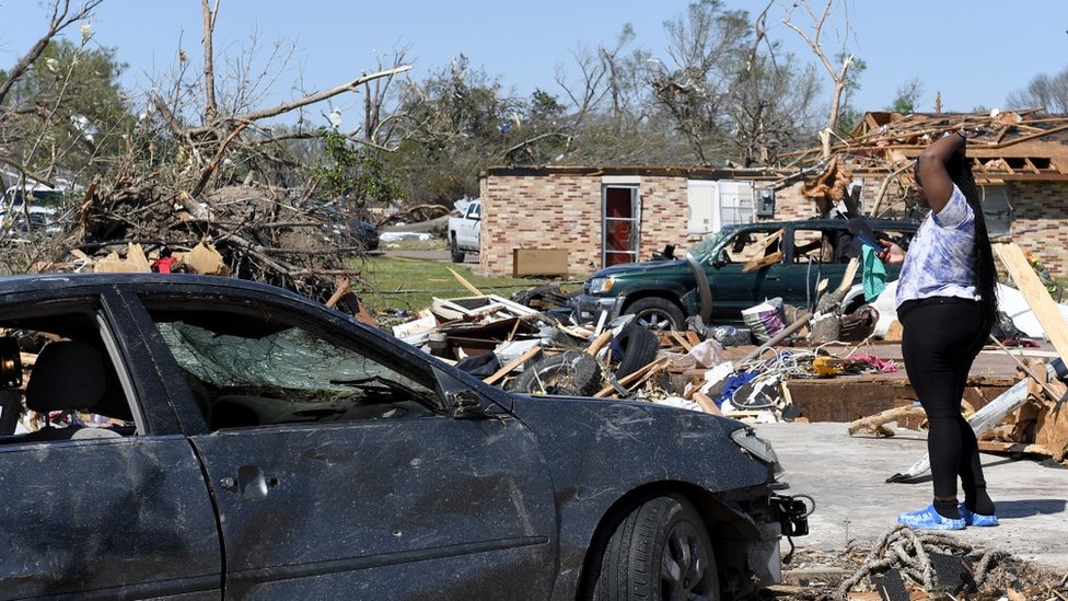Damage from a tornado is in Rolling Fork, Mississippi, 25 March
