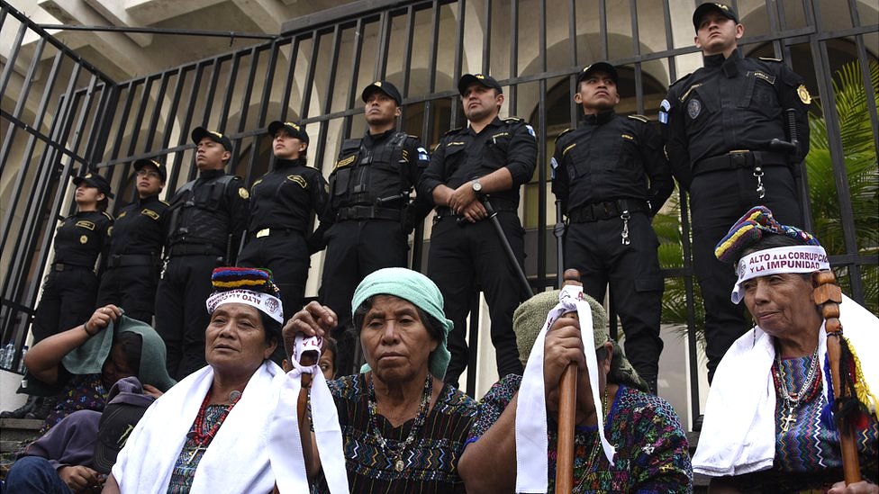 Indígenas guatemaltecas en una protesta.