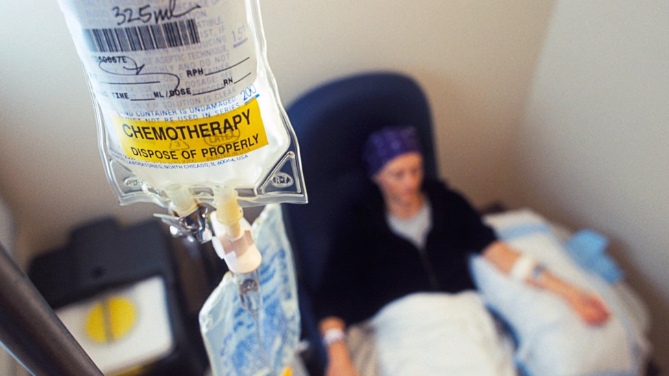 Woman receives chemotherapy