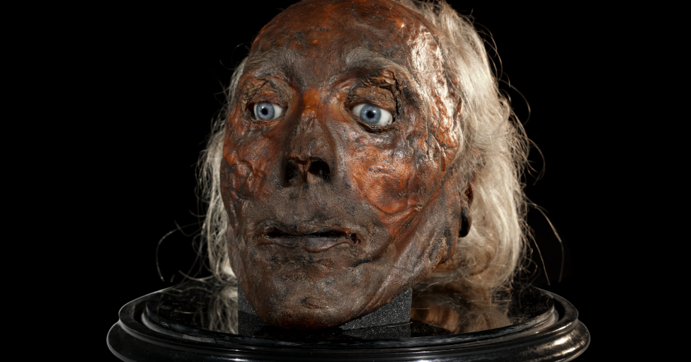 La cabeza momificada del filósofo Jeremy Bentham