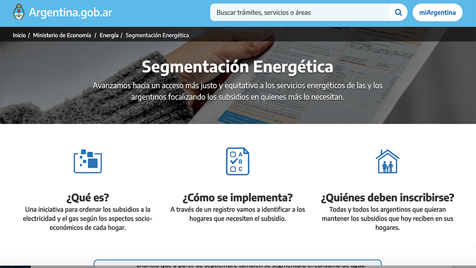 Formulario de Segmentación Tarifaria de Argentina