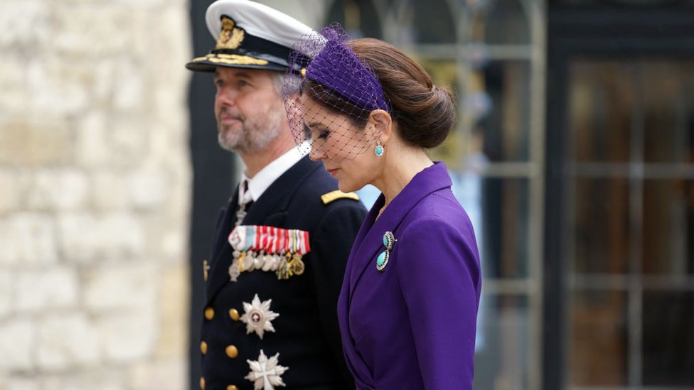 Prince Frederik and Princes Mary walk outside Westminster Abbey