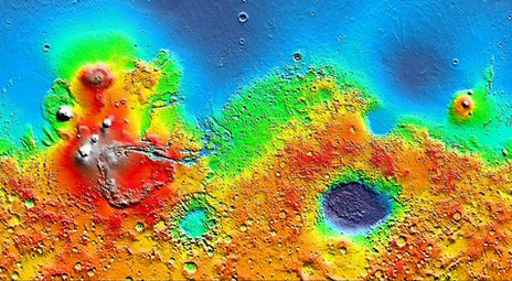 Топографическая карта Марса НАСА / Лаборатория реактивного движения-Калтех