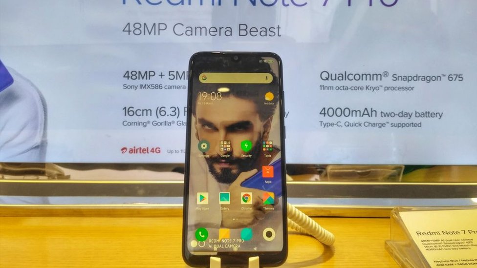 Недавно выпущенный Redmi Note 7 Pro будет представлен в выставочном зале в Нью-Дели, Индия, 15 марта 2019 года.