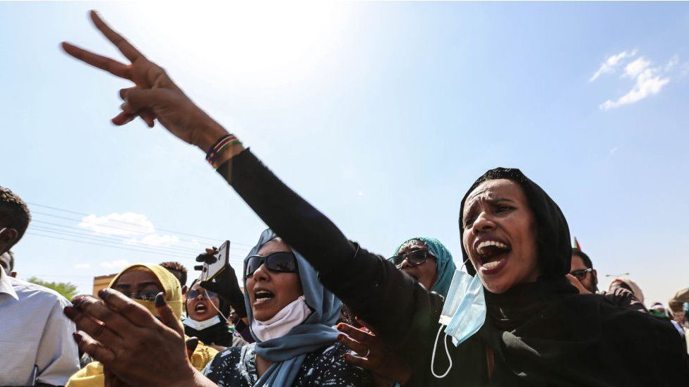 من الاحتجاجات ضد الانقلاب العسكري في السودان