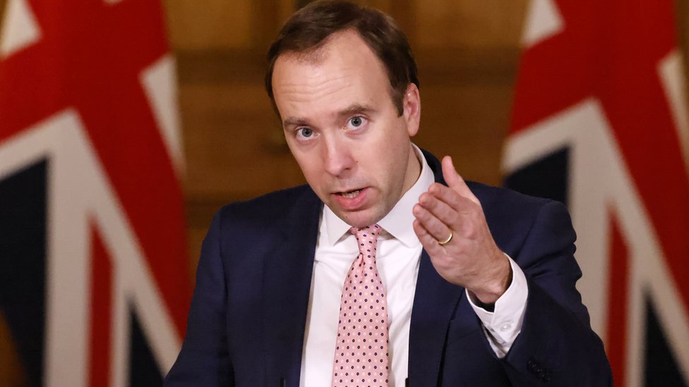 Matt Hancock at a Downing Street briefing