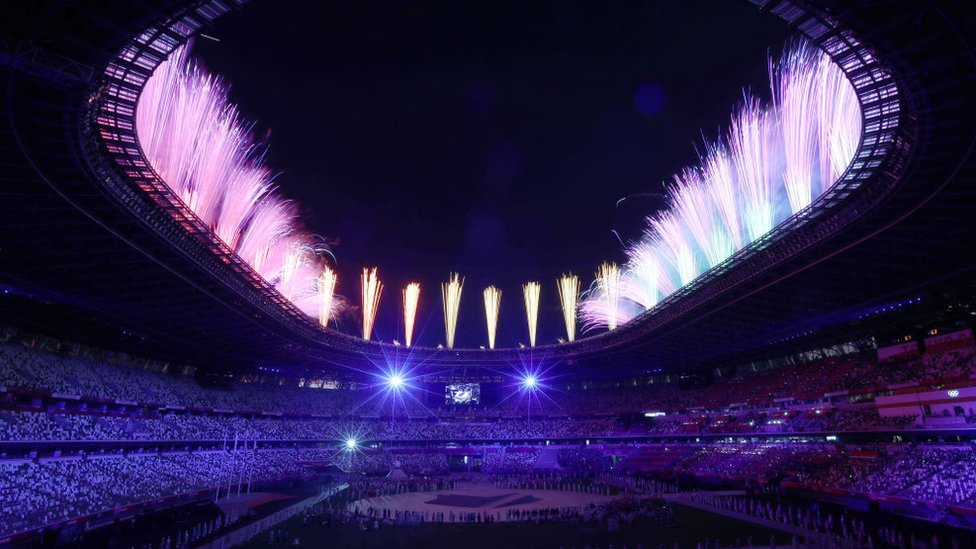 Fireworks in the stadium.