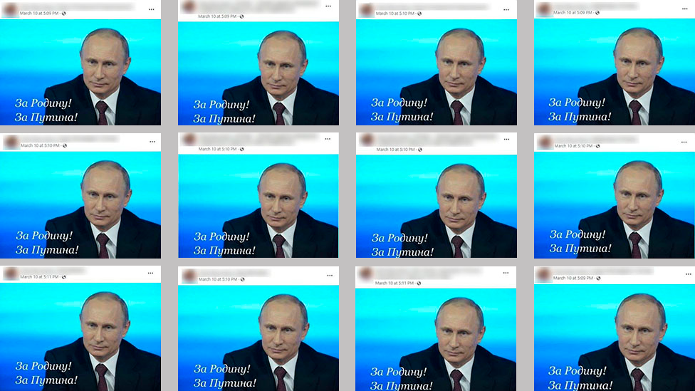 12 screenshots of the same photograph of Putin that were posted by the same user