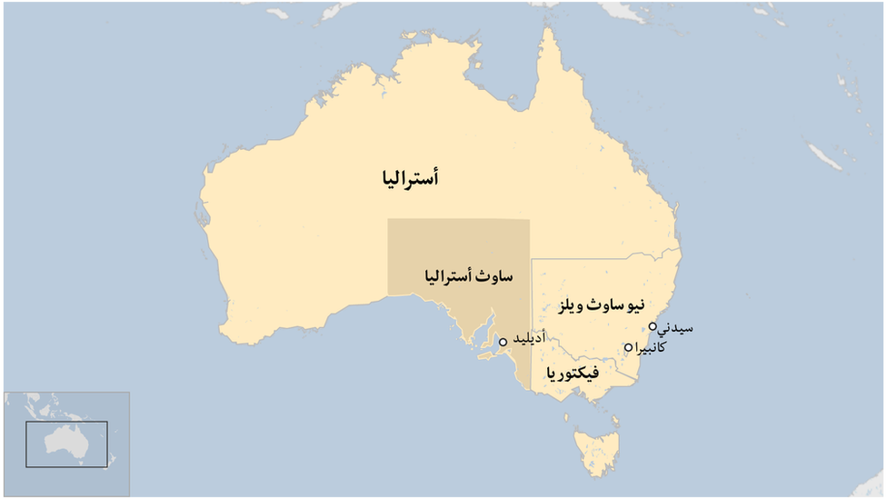 خريطة توضح انتشار الوباء في أستراليا