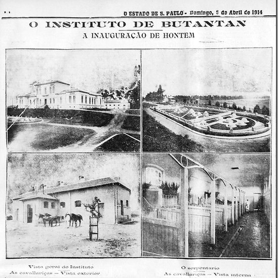 Capa do jornal O Estado de São Paulo sobre a inauguração do Butantan