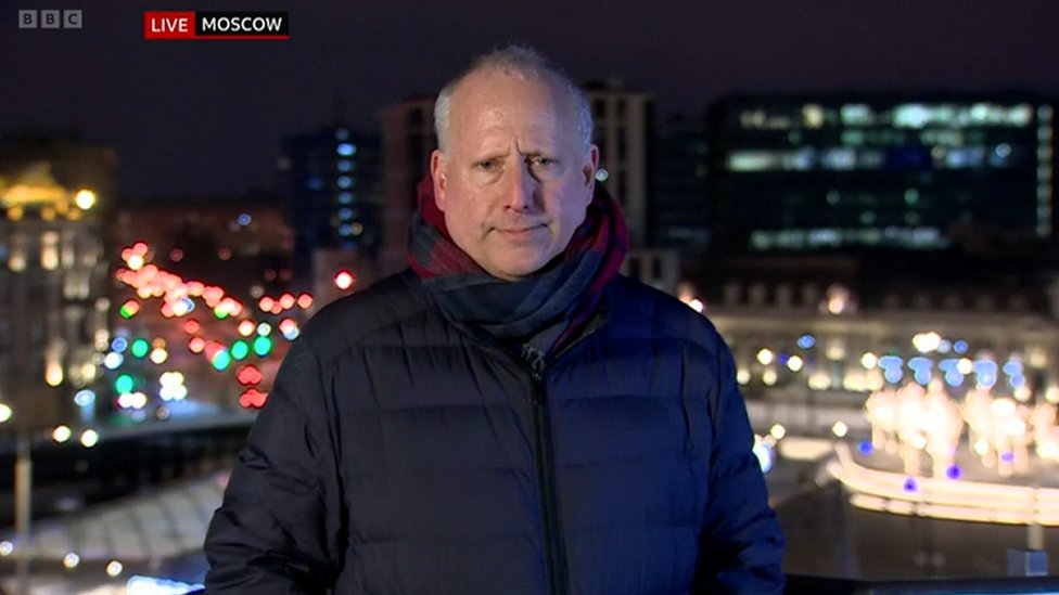 BBC correspondent Steve Rosenberg reporting live from Moscow on the Six O'Clock News on BBC One on Tuesday