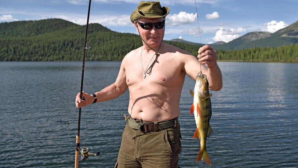 Russian President Vladimir Putin fishes in the remote Tuva region in southern Siberia