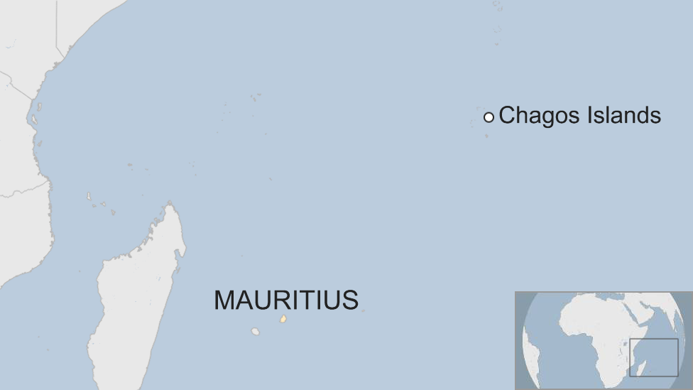 Карта с изображением Маврикия и островов Чагос