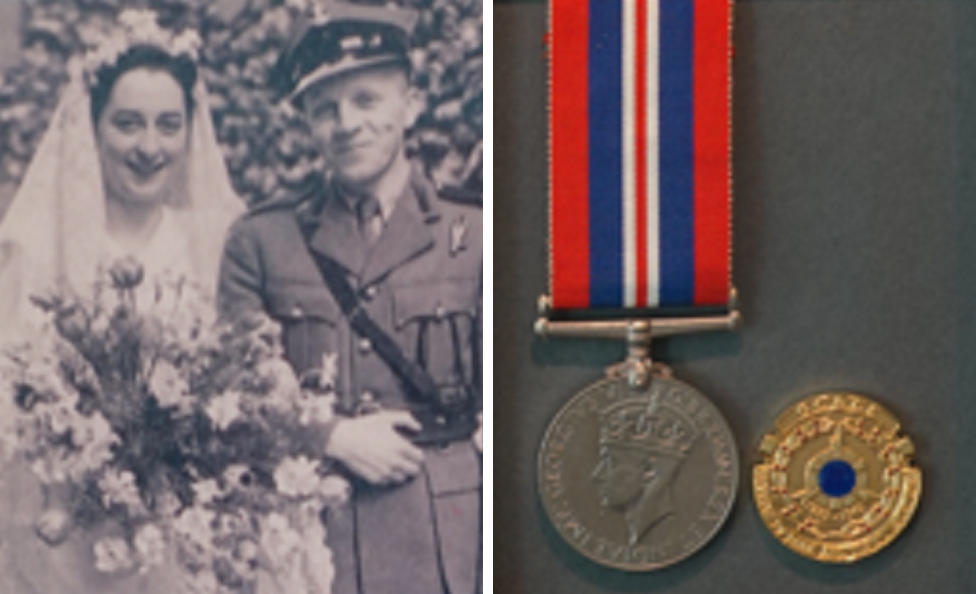 (Слева) Джун Рэндл вышла замуж за майора британской армии Станислава Вробеля (справа) за свои медали за службу