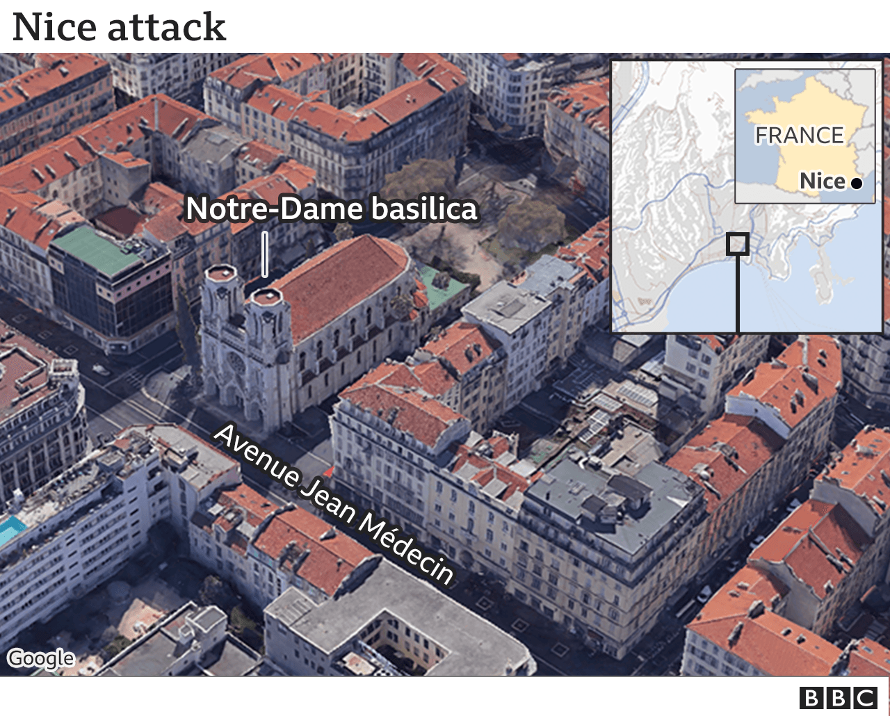 Map showing Notre-Dame basilica