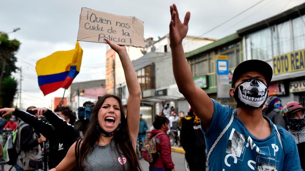 Una protesta en Bogotá