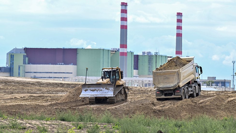 Trucks and excavators work in the area of the Paks Nuclear Power Plant to prepare the new Paks II construction works on September 10, 2022, in Paks, southern Hungary