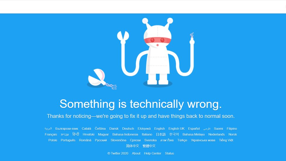 A Twitter error message