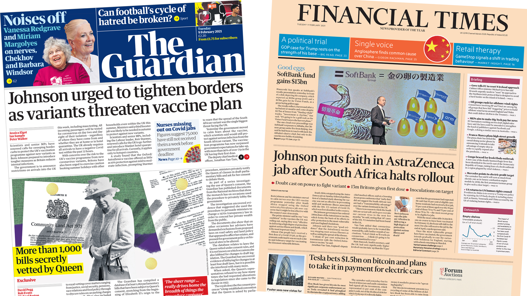 Newspaper Headlines Call To Tighten Borders And Pm Puts Faith In Oxford Astrazeneca Jab c News