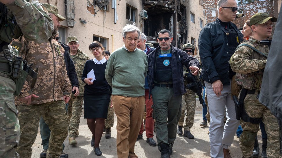 Antonio Guterres de visita a Ucrania.
