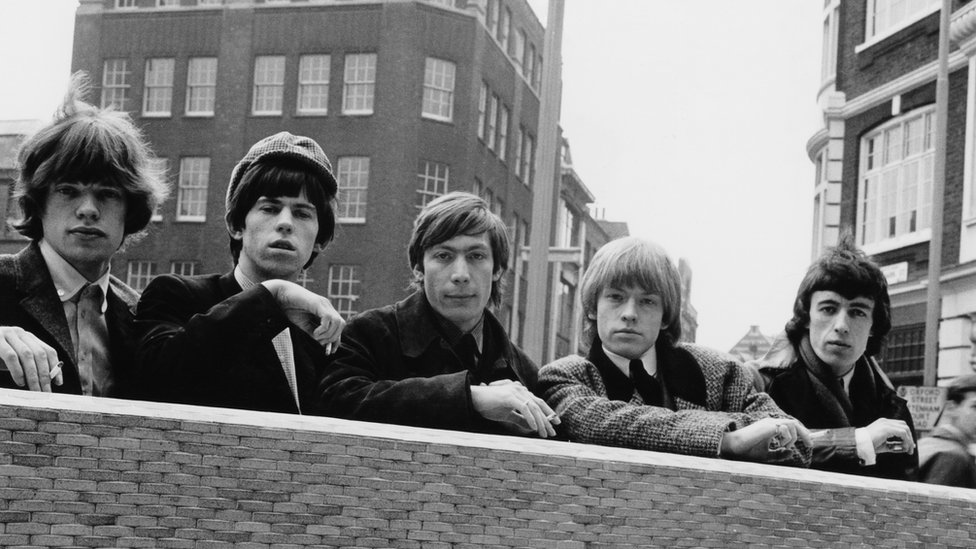 Rolling Stone в 1964 году: (слева направо) Мик Джаггер, Кейт Ричардс, Чарли Уоттс, Брайан Джонс и Билл Вайман