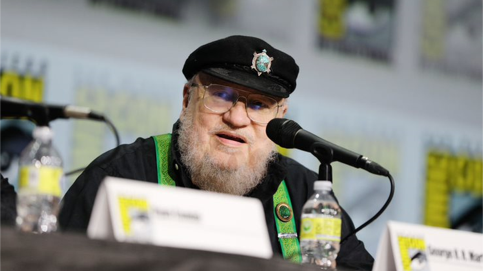 George R.R. Martin during a panel at the 2022 San Diego Comicon convention