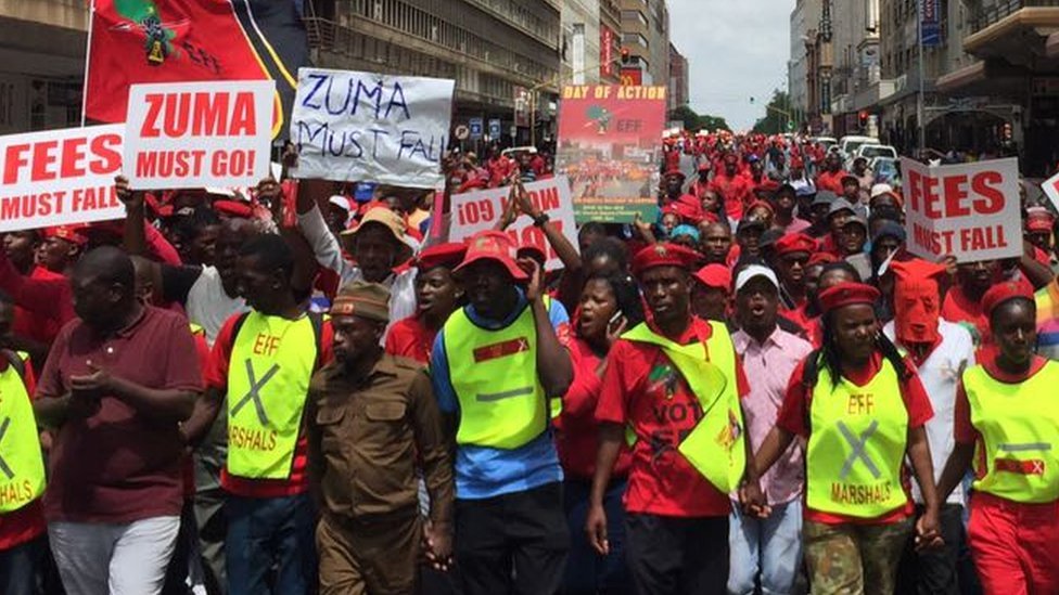 Участники марша против Зумы в Претории, Южная Африка