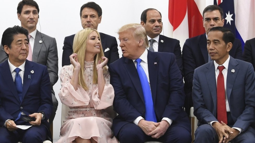 Трамп и его дочь на саммите G20 в Осаке в 2019 году