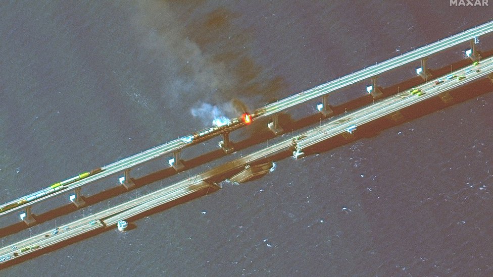 Imagen satelital del puente dañado